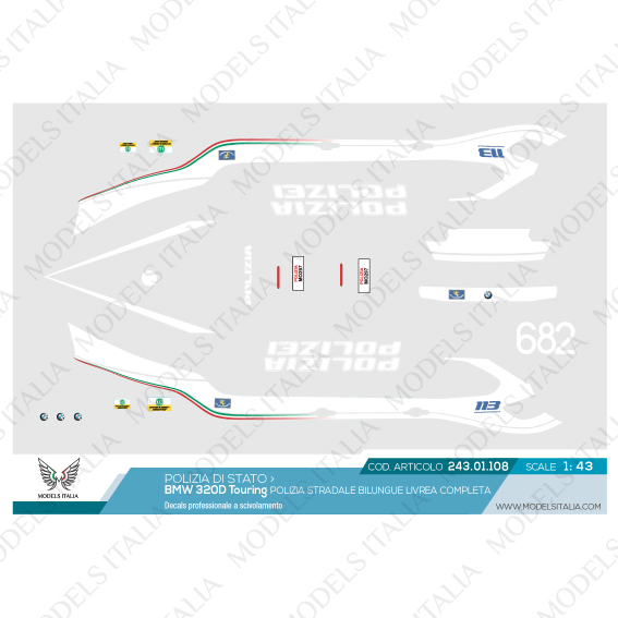 decals BMW 320d touring bilingue polizia di stato